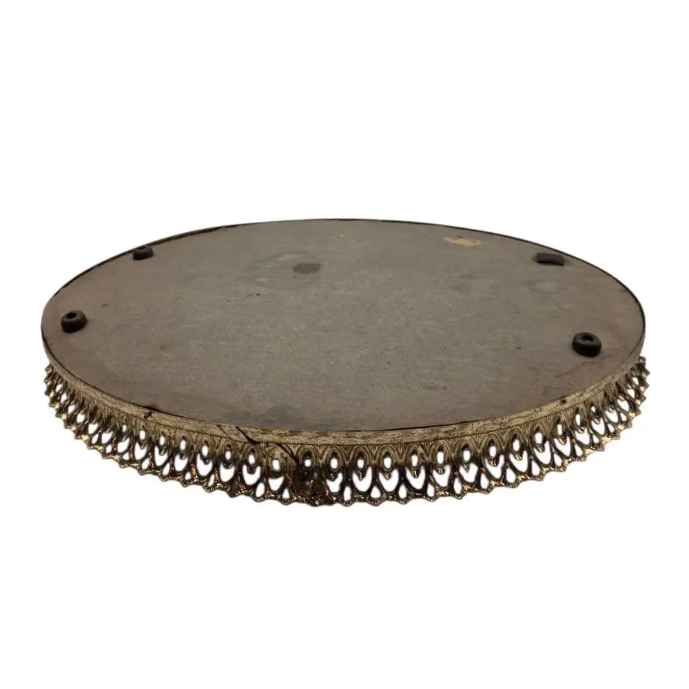 Vanity Mirror Tray with Gold Filigree Vntage